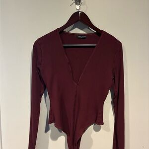 Naked Wardrobe Burgundy Bodysuit